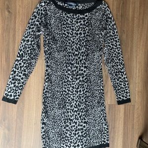 Dress black and grey leopard